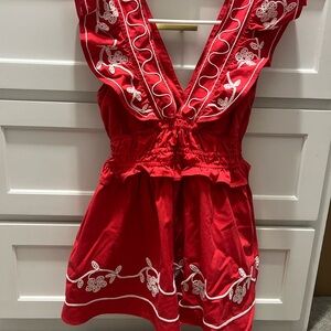 Red Embroidered Dress